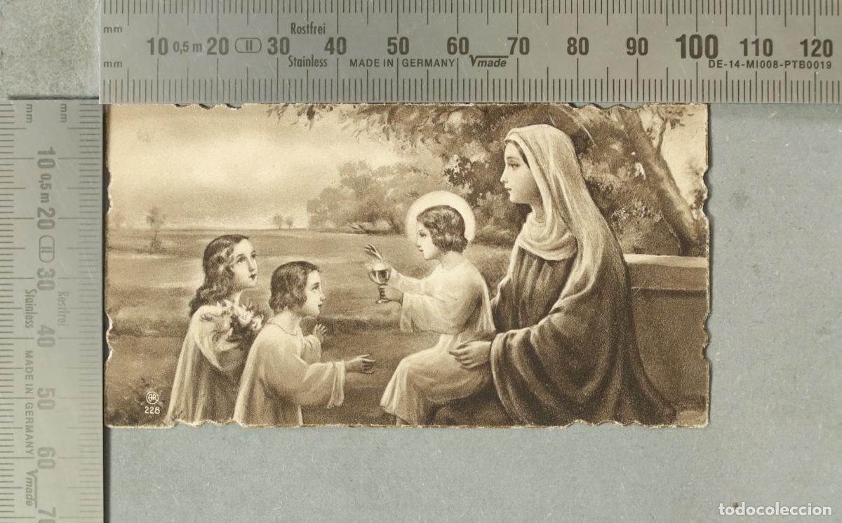 Postales: ESTAMPA. Virgen Mar&iacute;a con el Ni&ntilde;o Jes&uacute;s. COMUNION. SANTANDER. CONVENTO ADORATRICES 1932