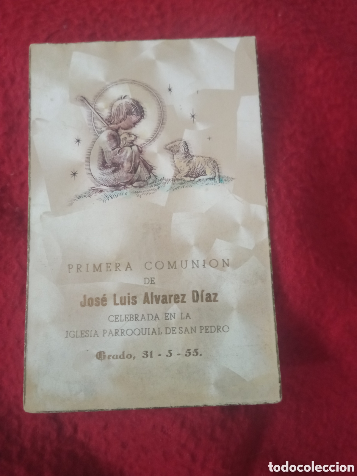 Postales: Antiguo recordatorio de Primera Comuni&oacute;n de 1955,Grado (Asturias)