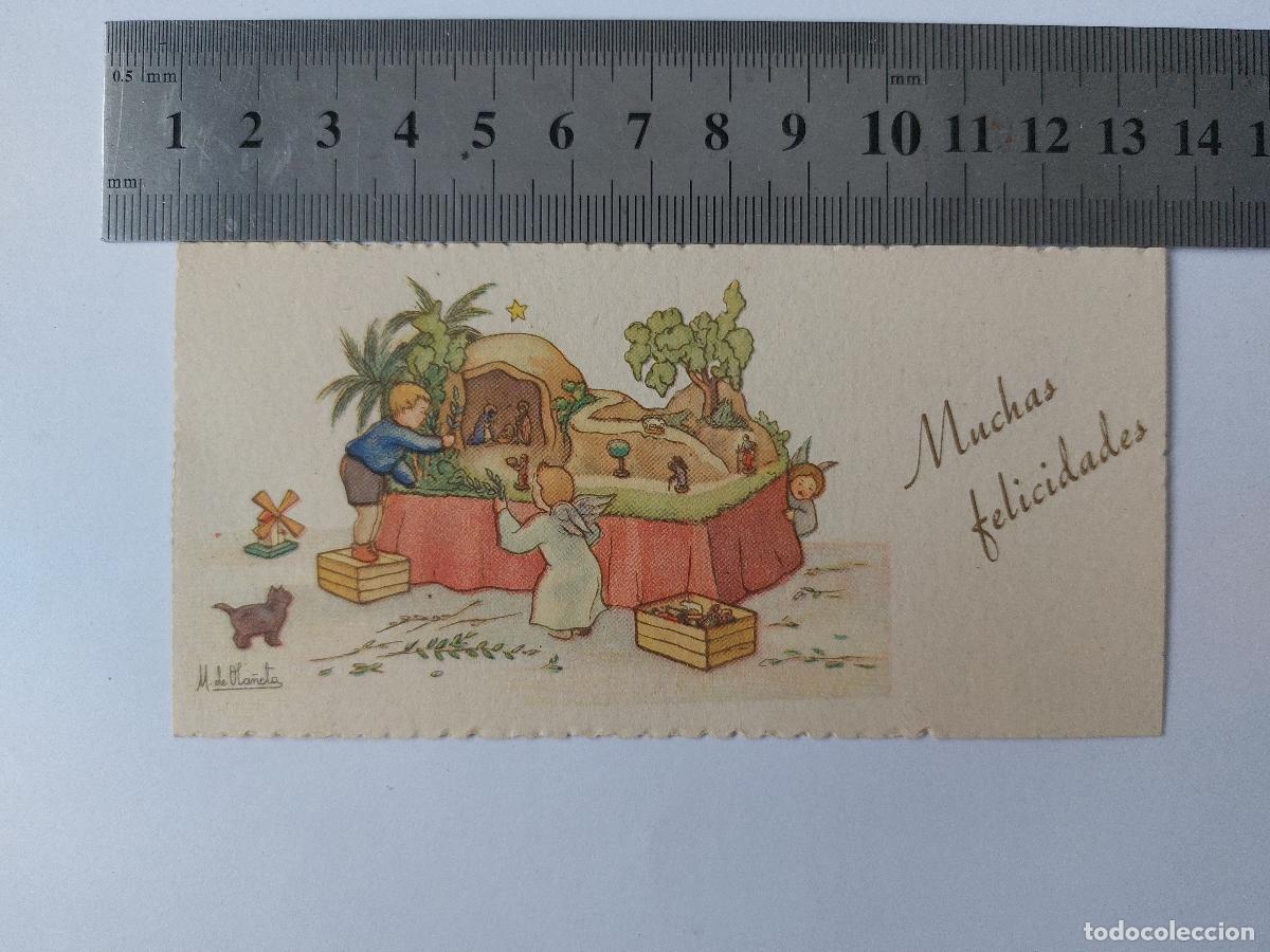 Postales: Estampa ilustrada de Navidad con nacimiento
