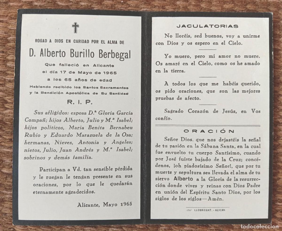 Postales: ALICANTE - ESQUELA - IN MEMORIAN DE SE&Ntilde;OR FALLECIDO EN 1965