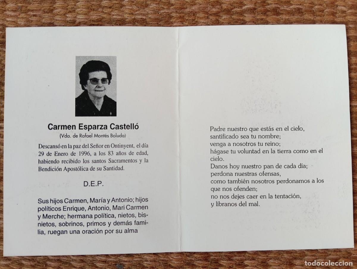 Postales: ONTINYENT - ESQUELA - IN MEMORIAN DE SE&Ntilde;ORA FALLECIDA EN 1996
