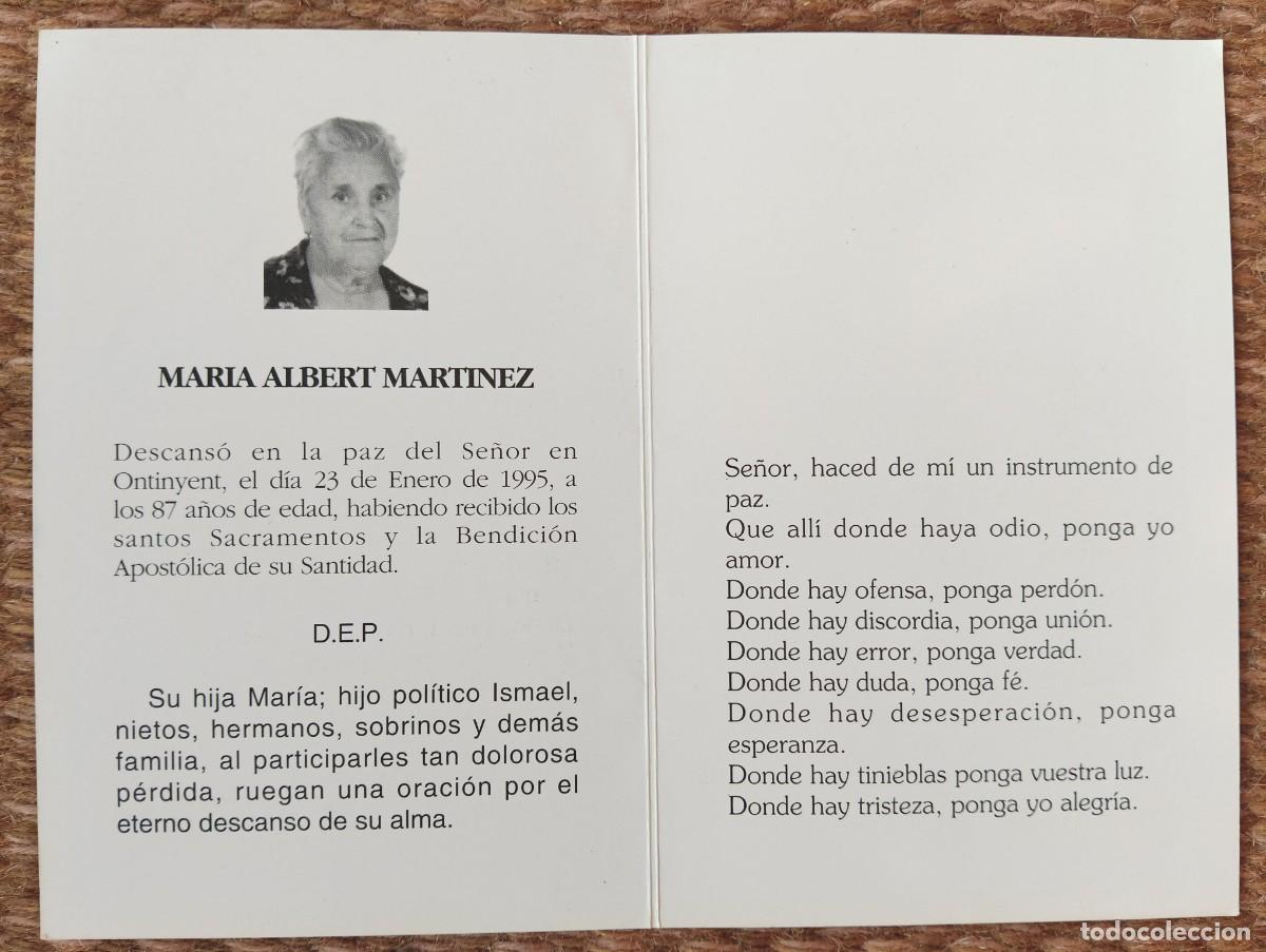 Postales: ONTINYENT - ESQUELA - IN MEMORIAN DE SE&Ntilde;ORA FALLECIDA EN 1995