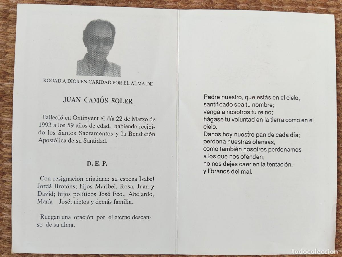 Postales: ONTINYENT - ESQUELA - IN MEMORIAN DE SE&Ntilde;OR FALLECIDO EN 1993