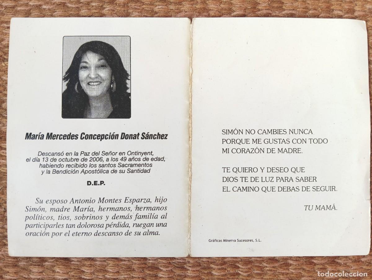 Postales: ONTINYENT - ESQUELA - IN MEMORIAN DE SE&Ntilde;ORA FALLECIDA EN 2006