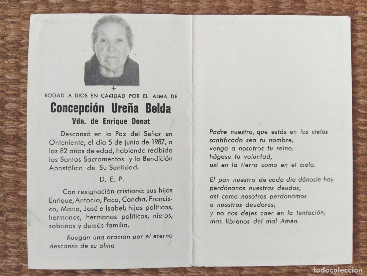 Postales: ONTINYENT - ESQUELA - IN MEMORIAN DE SE&Ntilde;ORA FALLECIDA EN 1987