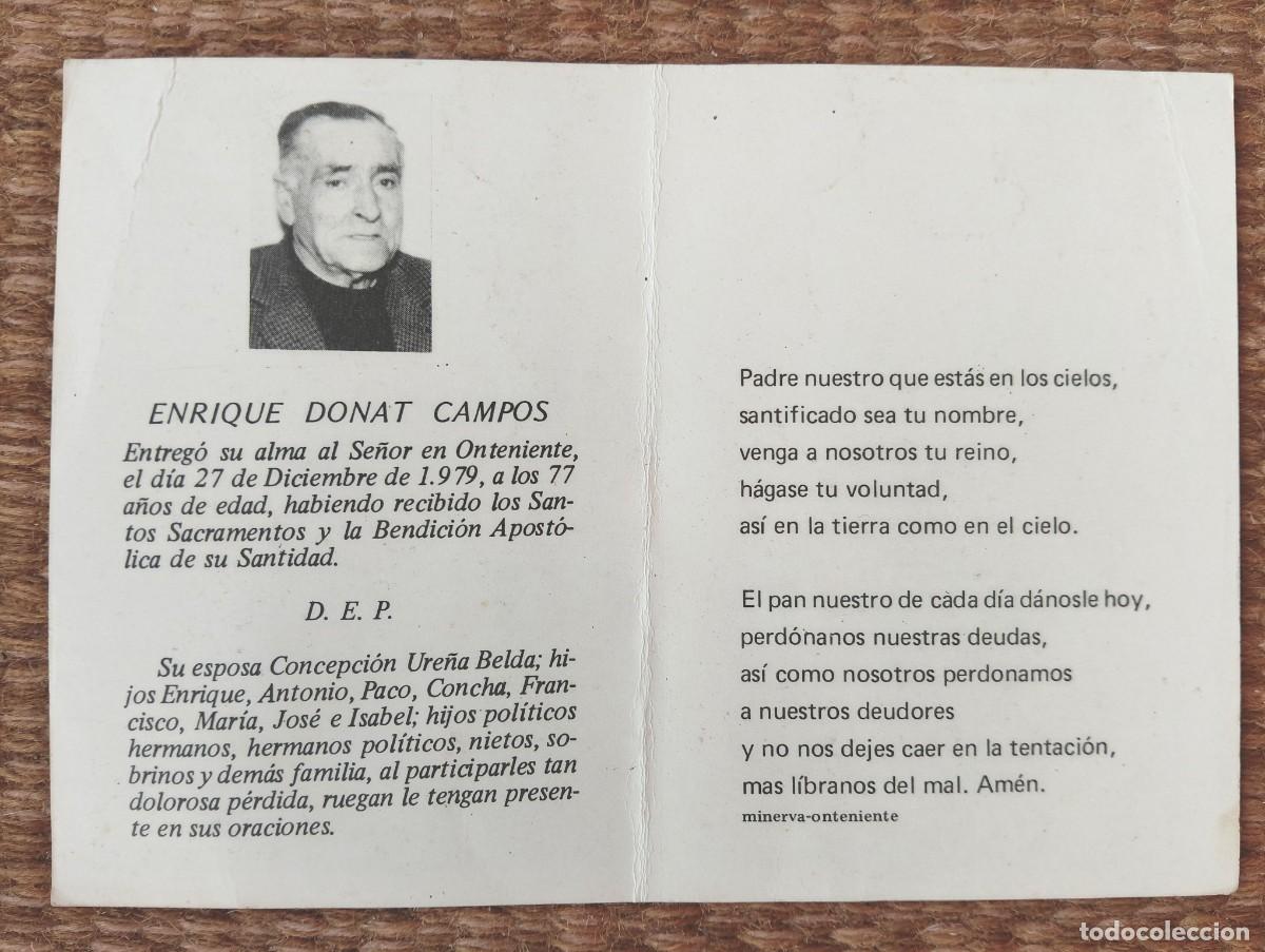 Postales: ONTINYENT - ESQUELA - IN MEMORIAN DE SE&Ntilde;OR FALLECIDO EN 1979