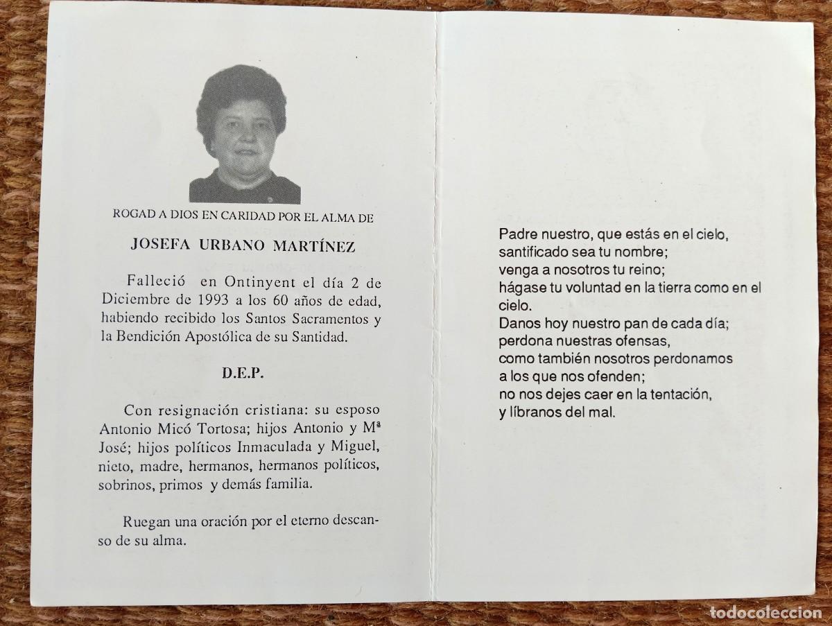 Postales: ONTINYENT - ESQUELA - IN MEMORIAN DE SE&Ntilde;ORA FALLECIDA EN 1993
