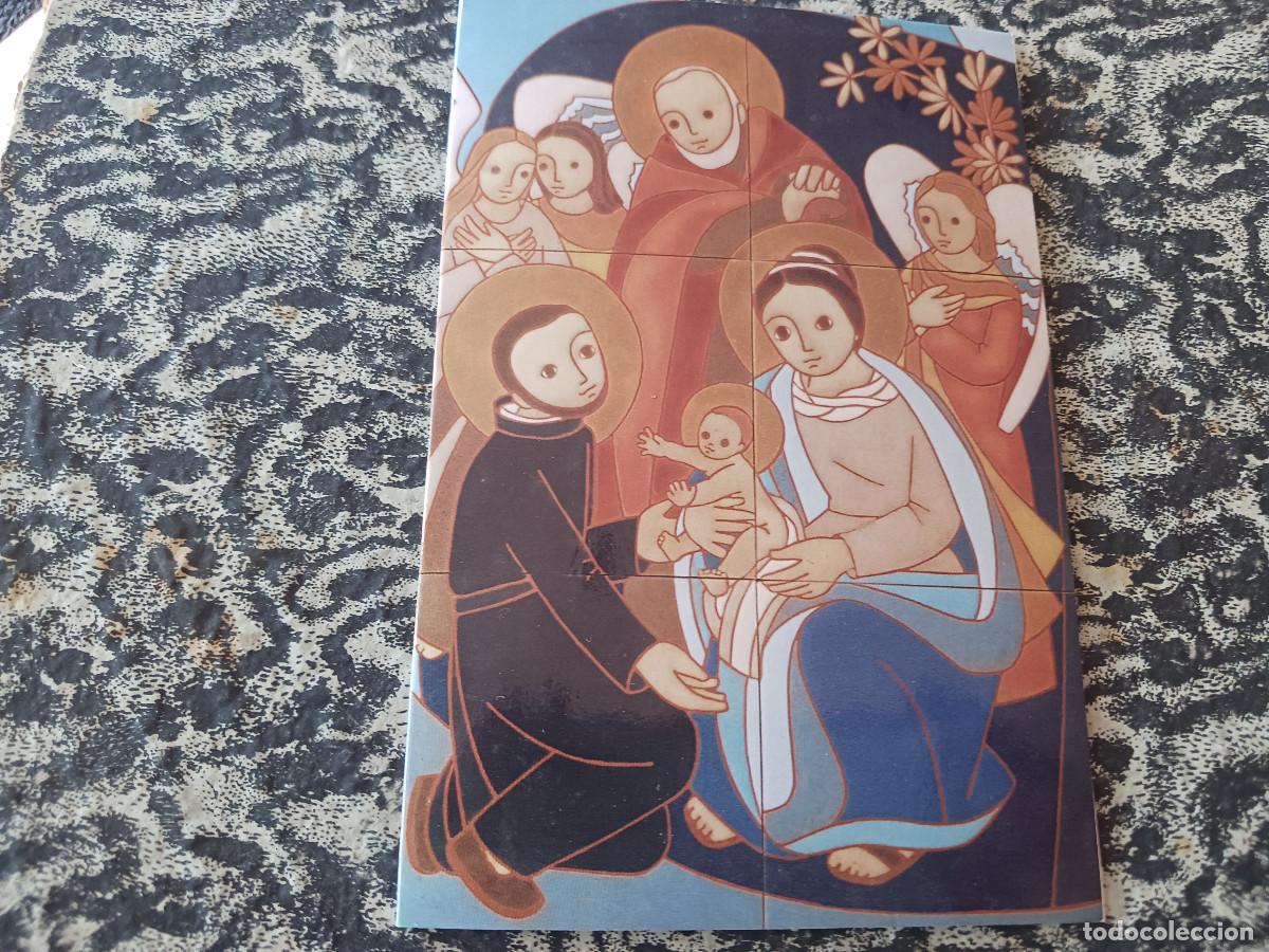 Postales: san cayetano recibe de manos de maria al ni&ntilde;o jesus, ceramica monasterio de benedictinas, montserrat