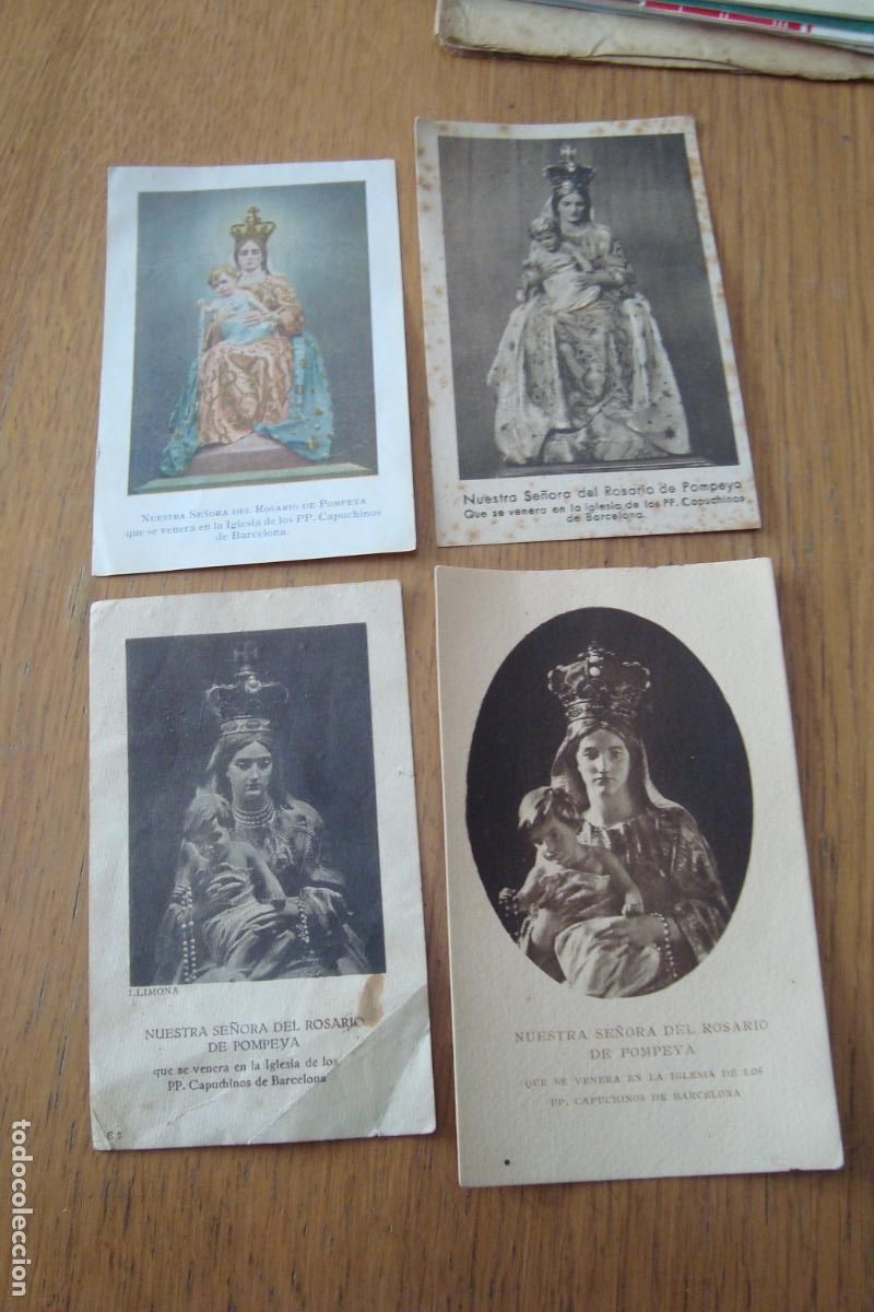 Postales: 4 ANTIGUA ESTAMPAS RELIGIOSASA VIRGE DEL ROSARIO DE POMPEYA. IGLESIA CAPUCHINOS BARCELONA