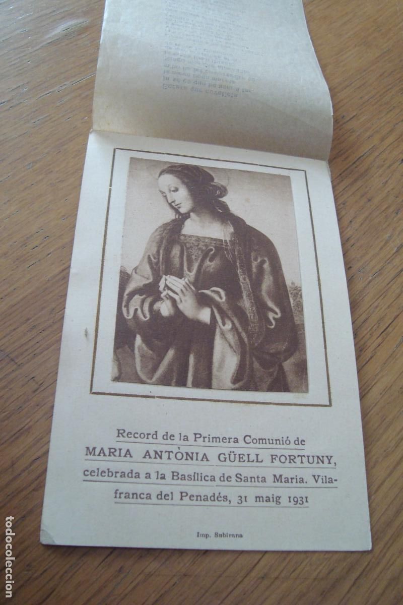Postales: RECUERDO PRIMERA COMUNION MARIA ANTONIA GUELL FORTUNY. VILAFRANCA PENADES 1931