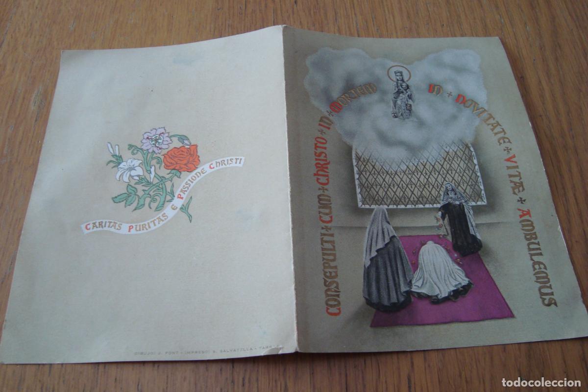 Postales: RECUERDO TOMA HABITO RELIGIOSO. CANDIDA SOL&Eacute; I MABRAS. ORDEN CARMEN VILAFRANCA PENADES 1946.