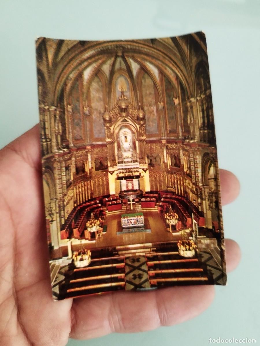 Postales: Estampa religiosa de el interior de la bas&iacute;lica del Monasterio de Santa Mar&iacute;a de Montserrat.