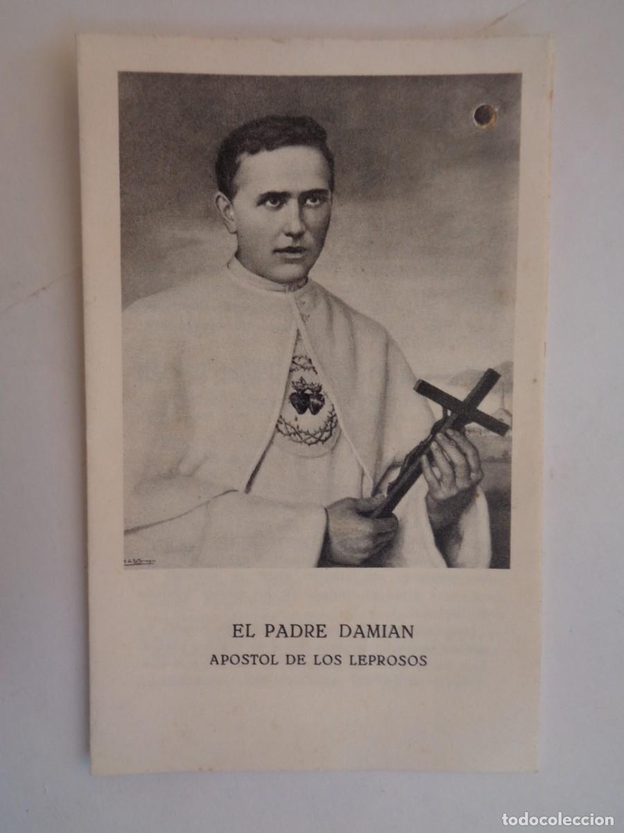 Postales: ESTAMPA NOVENA O TRIDUO AL PADRE DAMIAN, APOSTOL DE LOS LEPROSOS, CON RELIQUIA