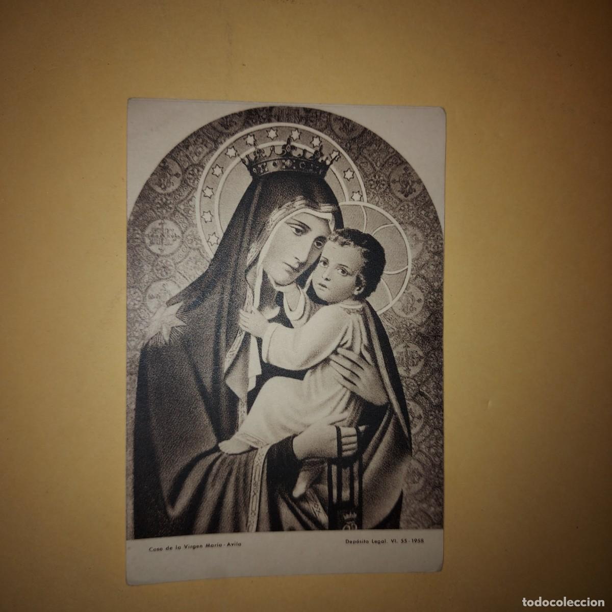 Postales: Estampa de Virgen con Ni&ntilde;o . Casa Virgen Maria de Avila. Estampa del a&ntilde;o 1958