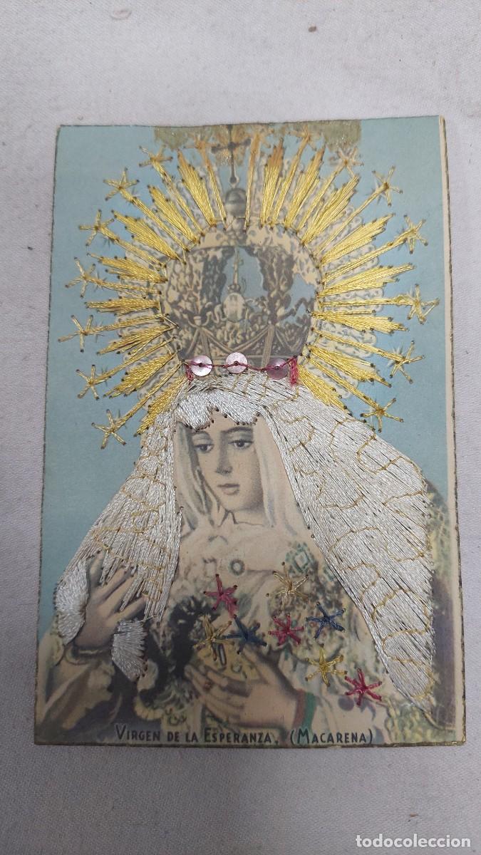 Postales: Postal cosida de Virgen de la Esperanza Macarena