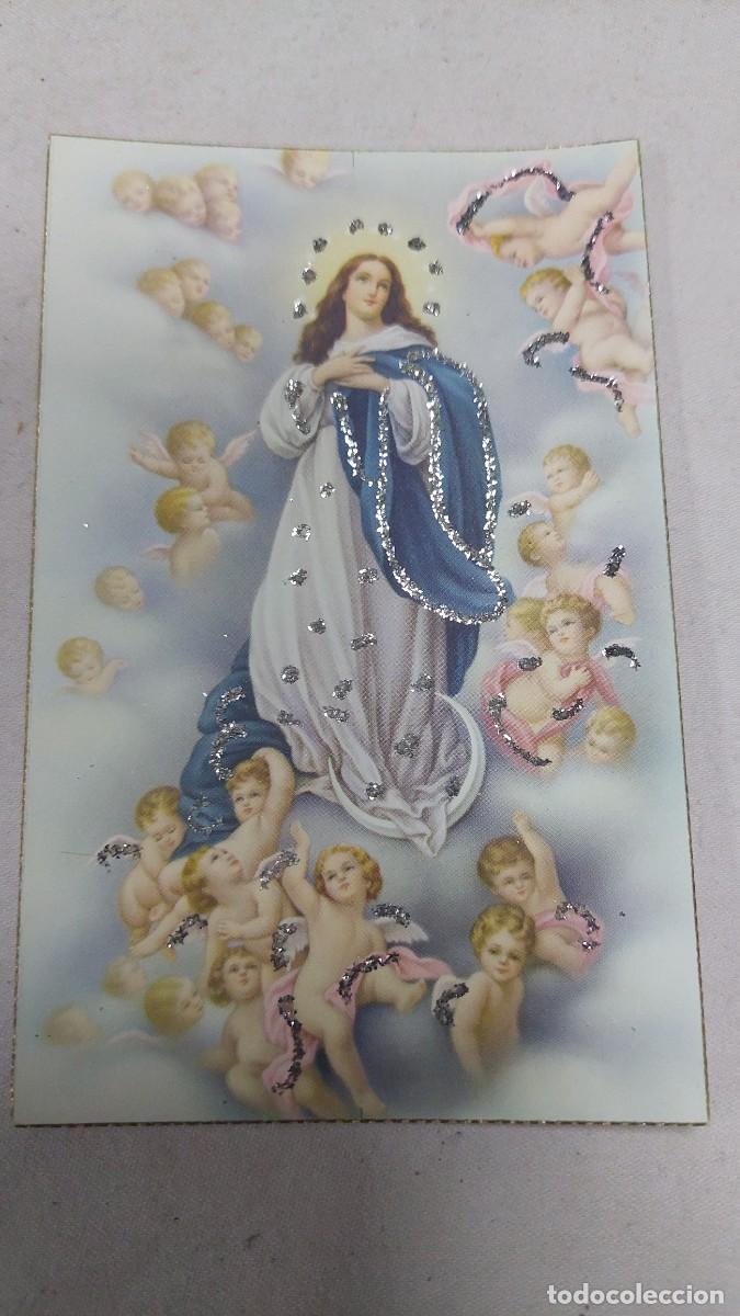 Postales: Postal Virgen inmaculada con brillantina