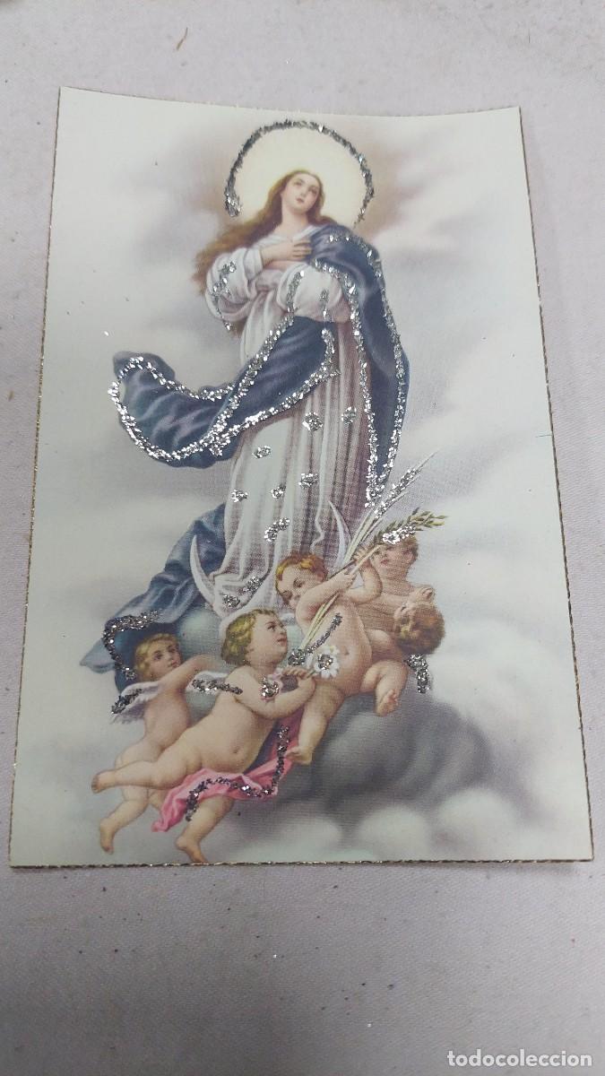 Postales: Postal Virgen inmaculada con brillantina