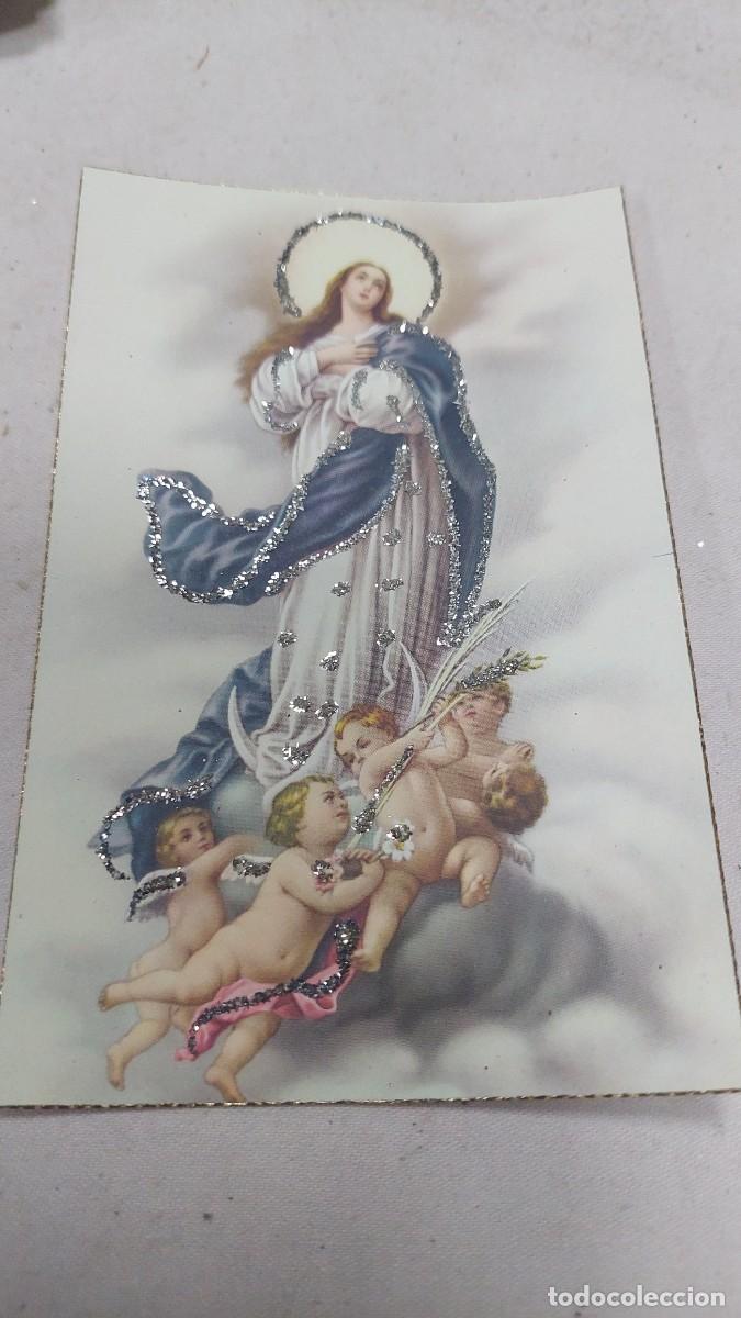 Postales: Postal Virgen inmaculada con brillantina
