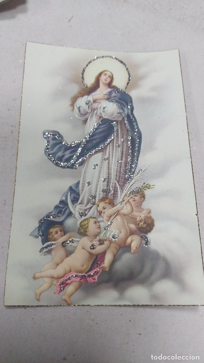 Postales: Postal Virgen inmaculada con brillantina