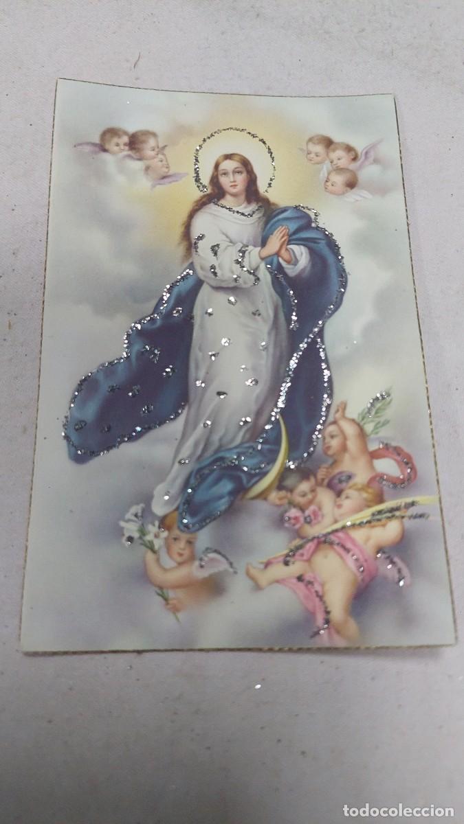 Postales: Postal Virgen inmaculada con brillantina