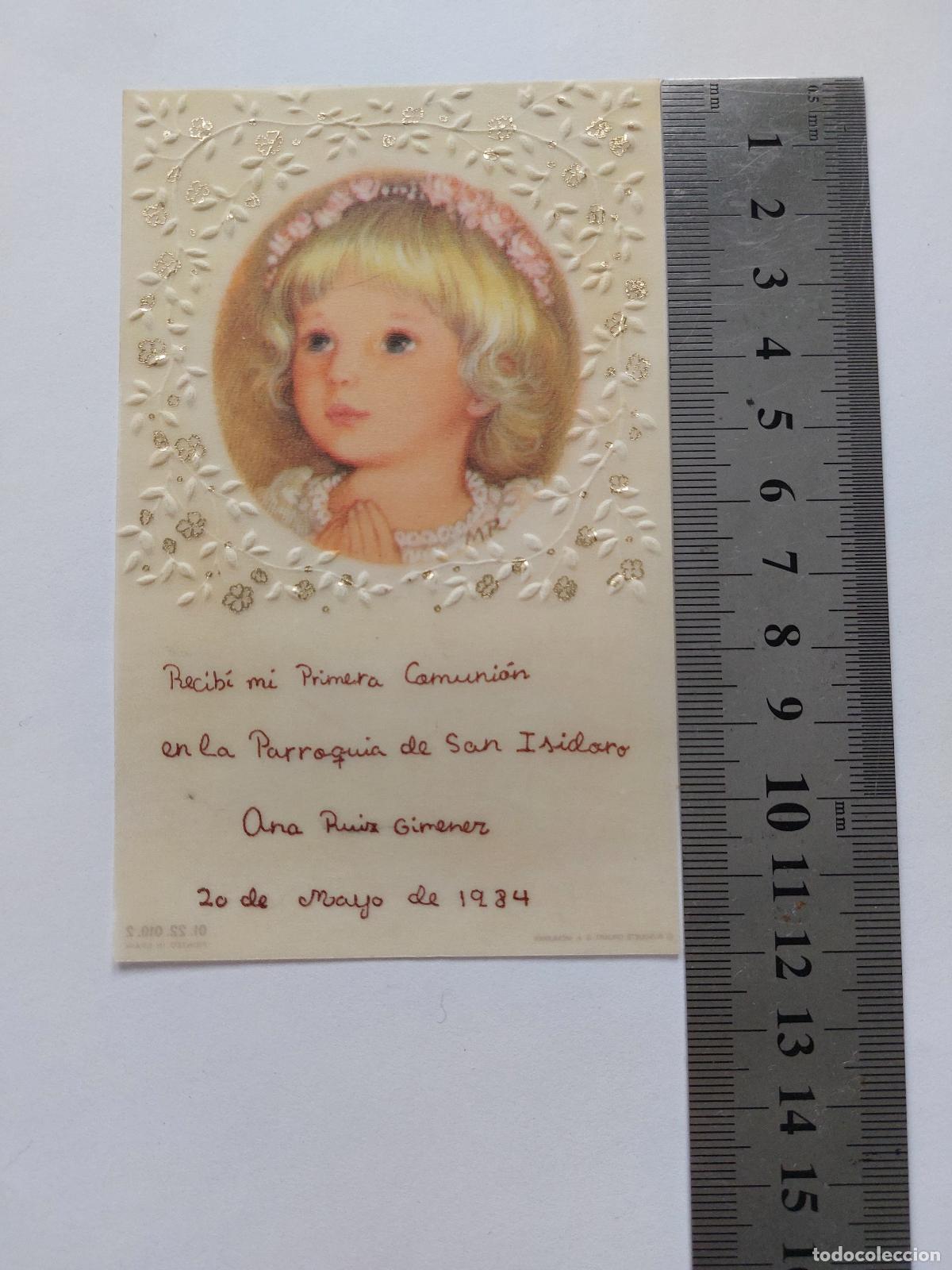 Postales: Estampa de Primera Comuni&oacute;n con Ilustraci&oacute;n de Ni&ntilde;a