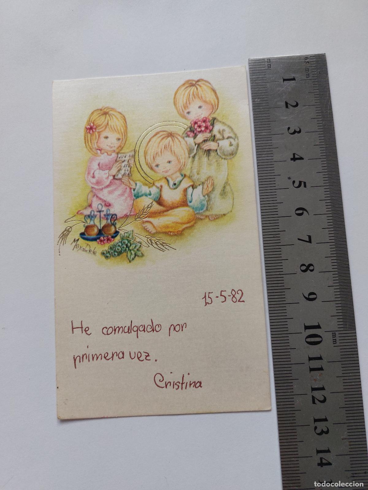Postales: Estampa de Primera Comuni&oacute;n con ilustraci&oacute;n de ni&ntilde;os