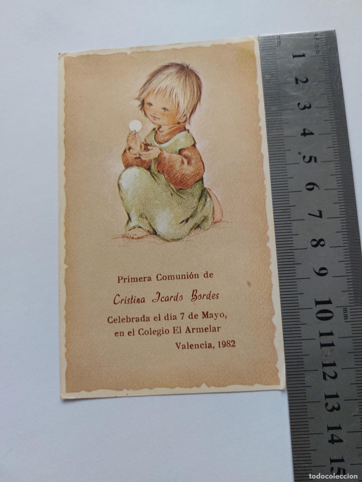 Postales: Estampa de recuerdo de Primera Comuni&oacute;n en el Colegio El Armelar, Valencia