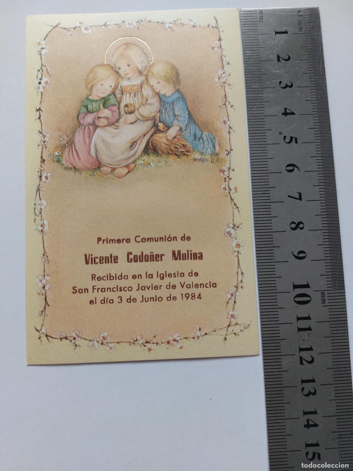 Postales: Estampa de Primera Comuni&oacute;n de Vicente Codo&ntilde;er Molina en Valencia