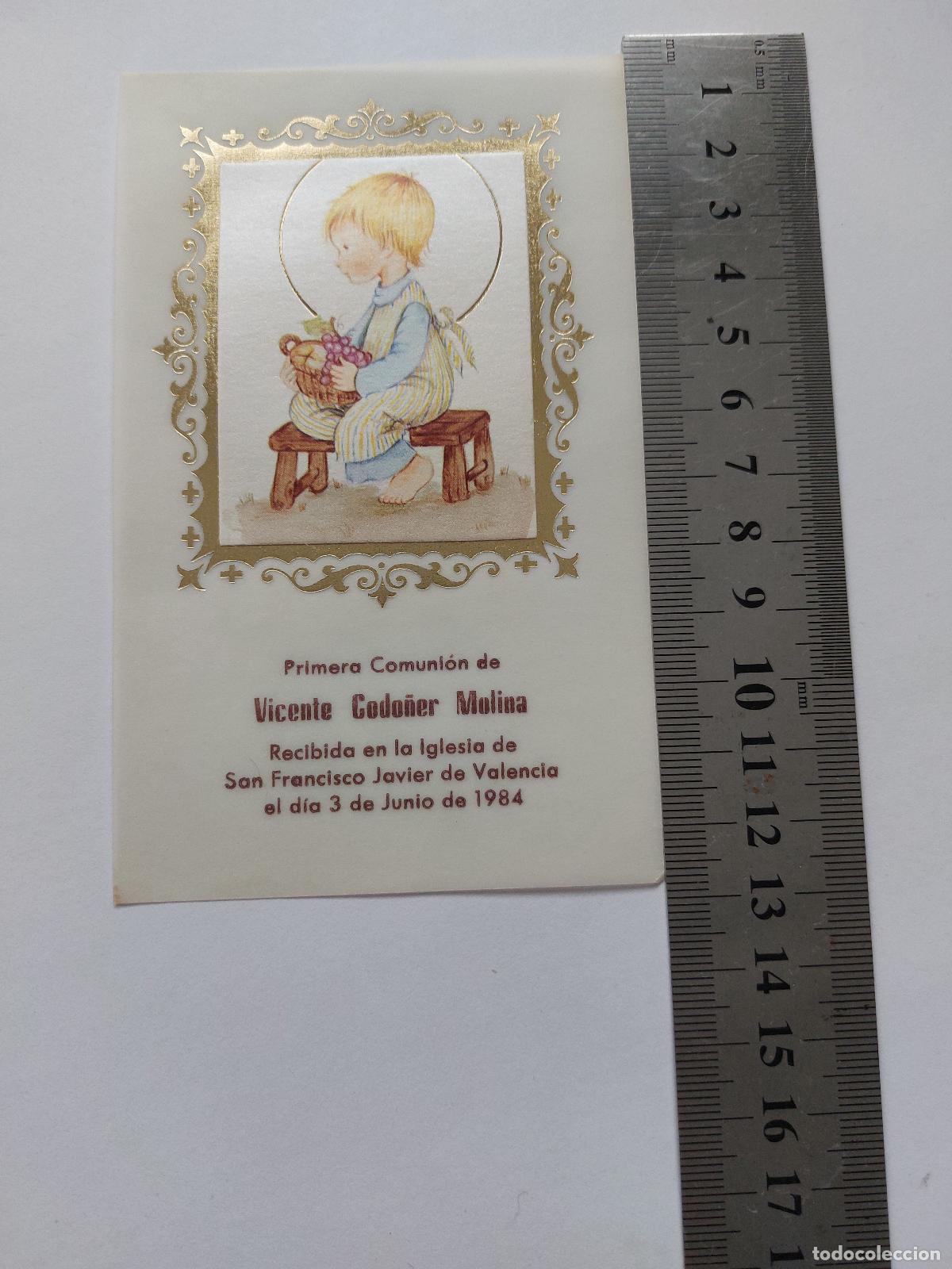 Postales: Estampa conmemorativa de Primera Comuni&oacute;n de Vicente Codo&ntilde;er Molina en Valencia