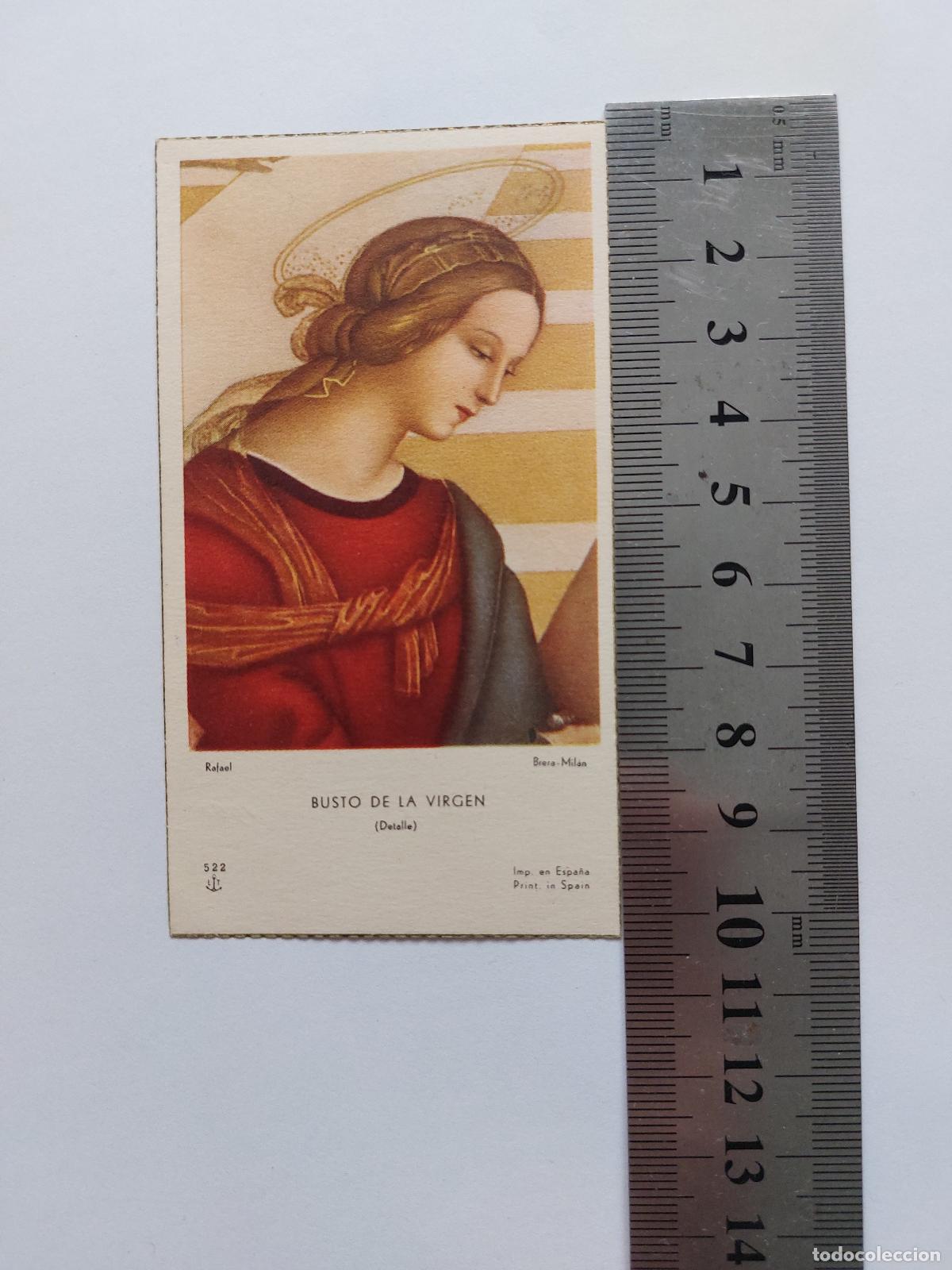 Postales: Estampa de Primera Comuni&oacute;n con Busto de la Virgen