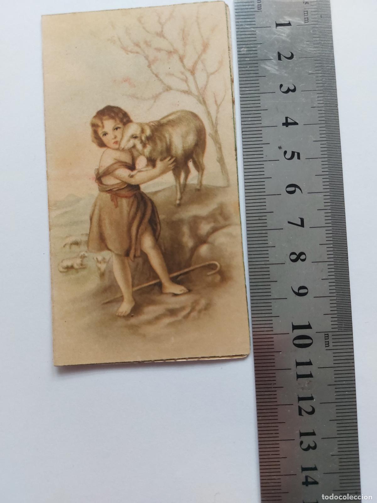 Postales: Estampa de recuerdo de Primera Comuni&oacute;n con imagen de ni&ntilde;o pastor 1943