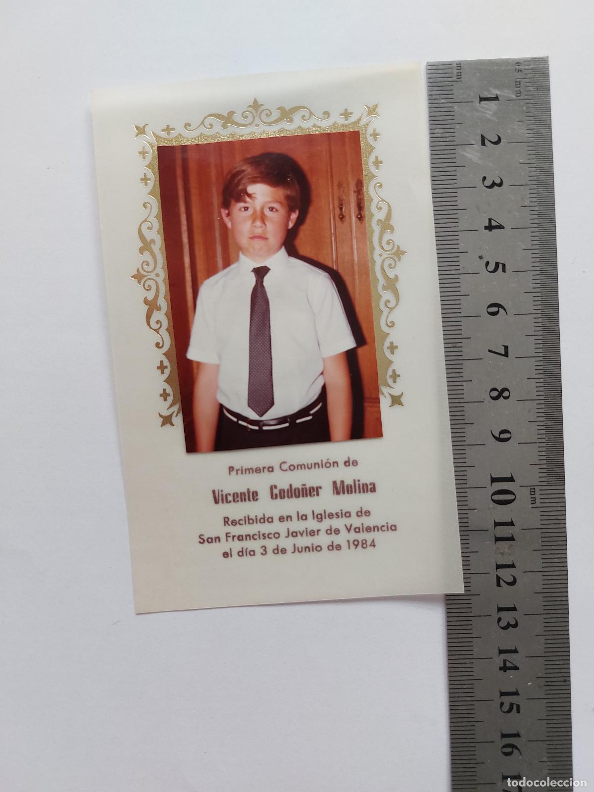 Postales: Estampa recordatorio de Primera Comuni&oacute;n Vicente Codo&ntilde;er Molina en Valencia