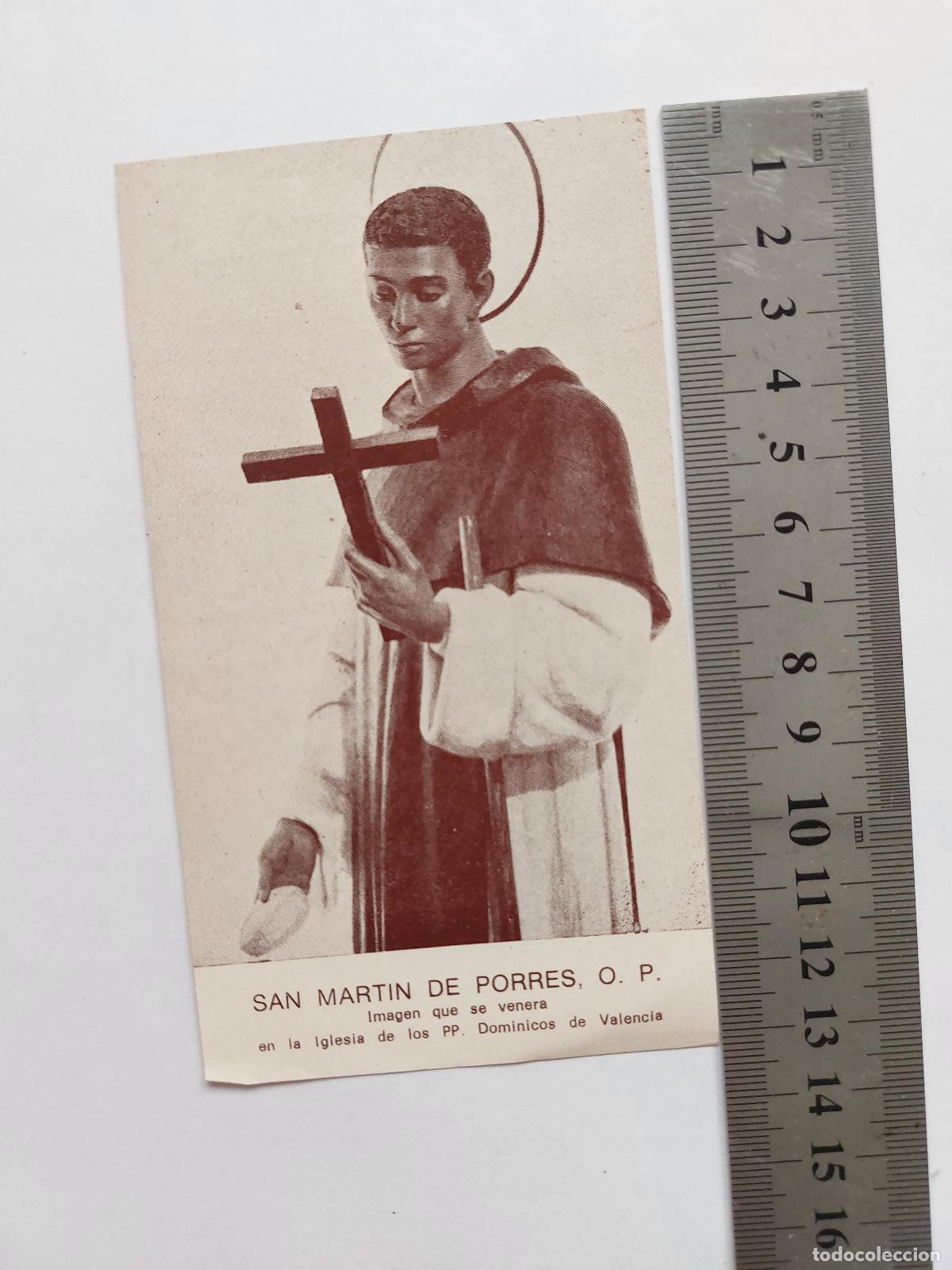 Postales: Estampa con oraci&oacute;n a San Mart&iacute;n de Porres de Valencia