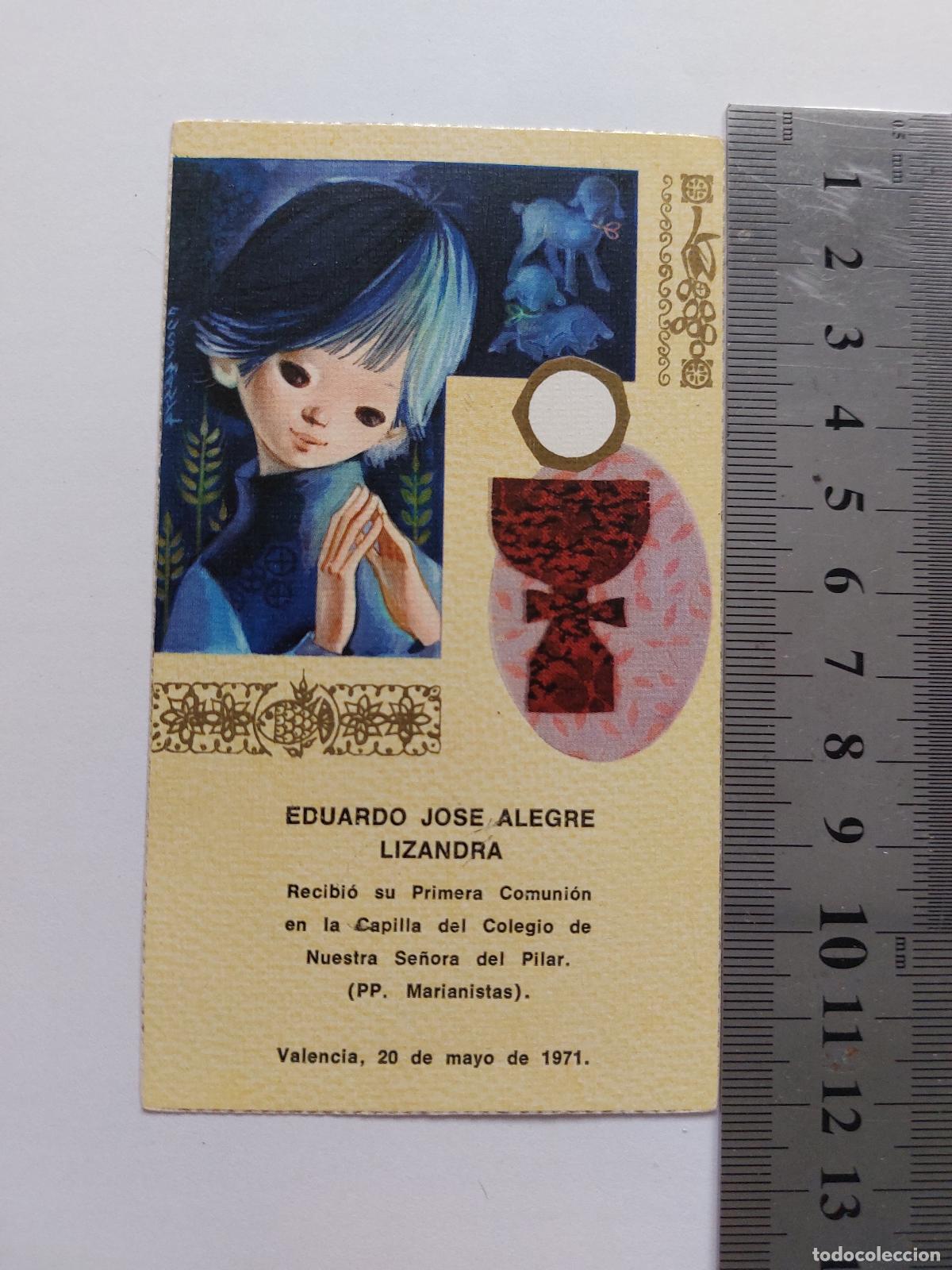 Postales: Estampa de recuerdo de Primera Comuni&oacute;n con ilustraci&oacute;n de ni&ntilde;o
