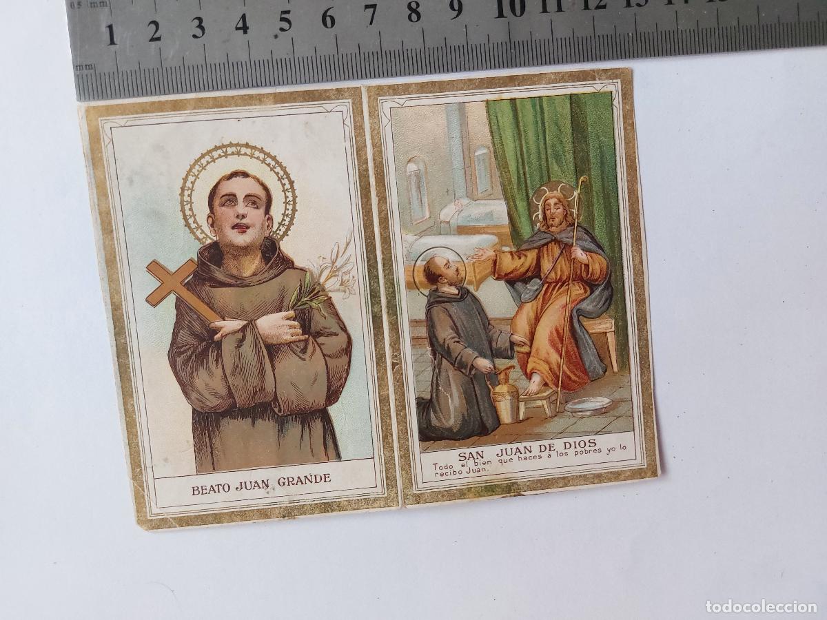 Postales: Estampa con im&aacute;genes de Beato Juan Grande y San Juan de Dios