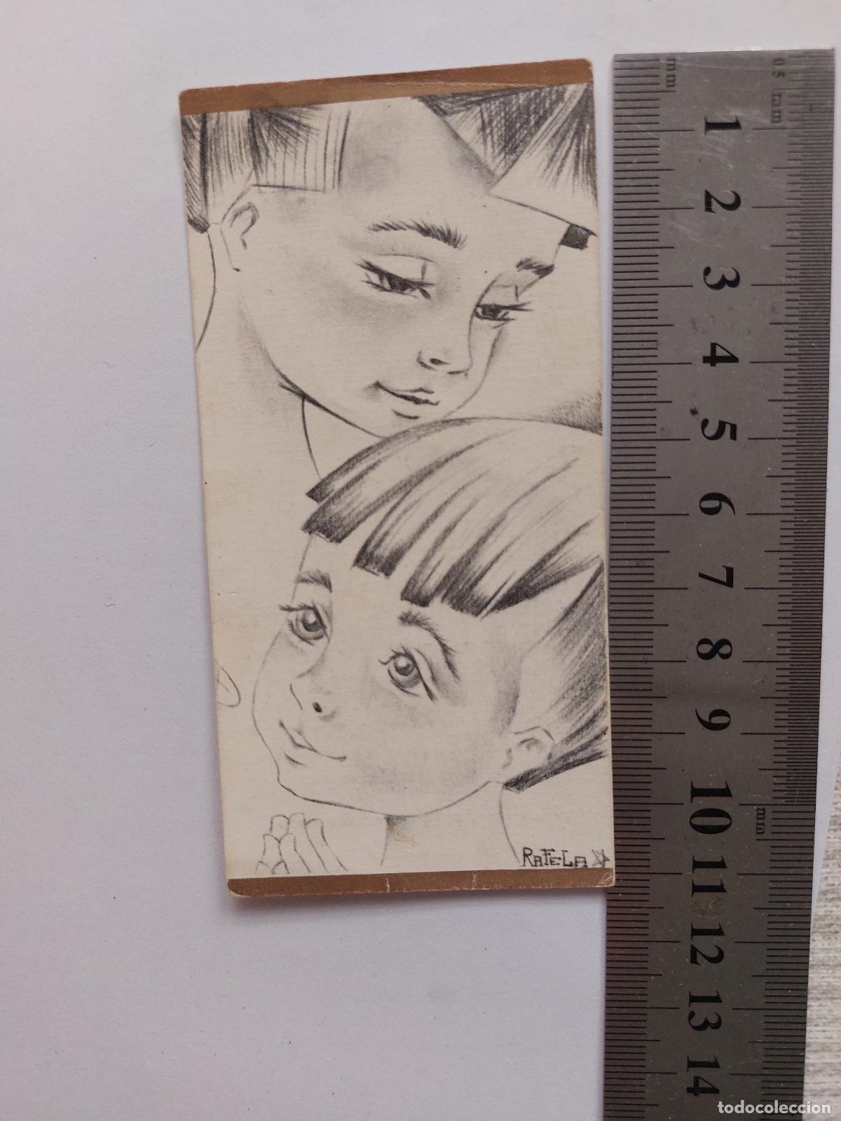 Postkarten: Estampa de recordatorio de Primera Comuni&oacute;n con ilustraci&oacute;n de ni&ntilde;as