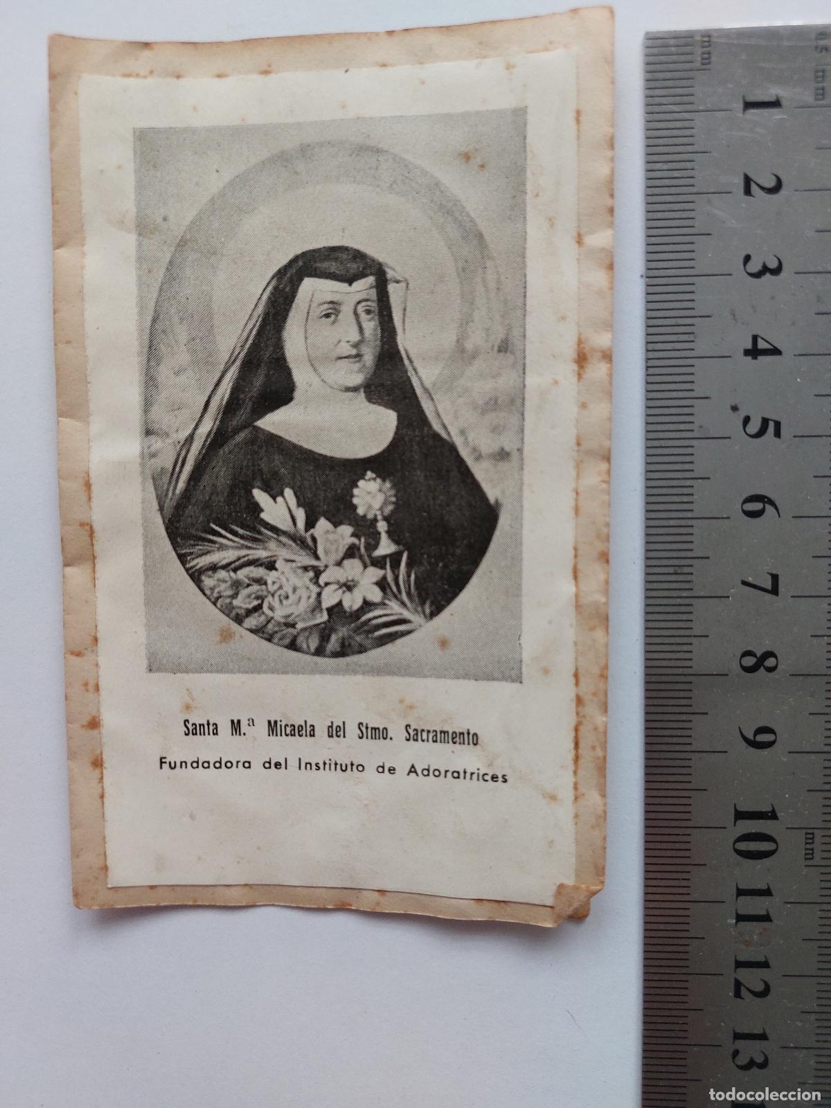 Postales: Estampa devocional de Santa Mar&iacute;a Micaela, fundadora de las Adoratrices