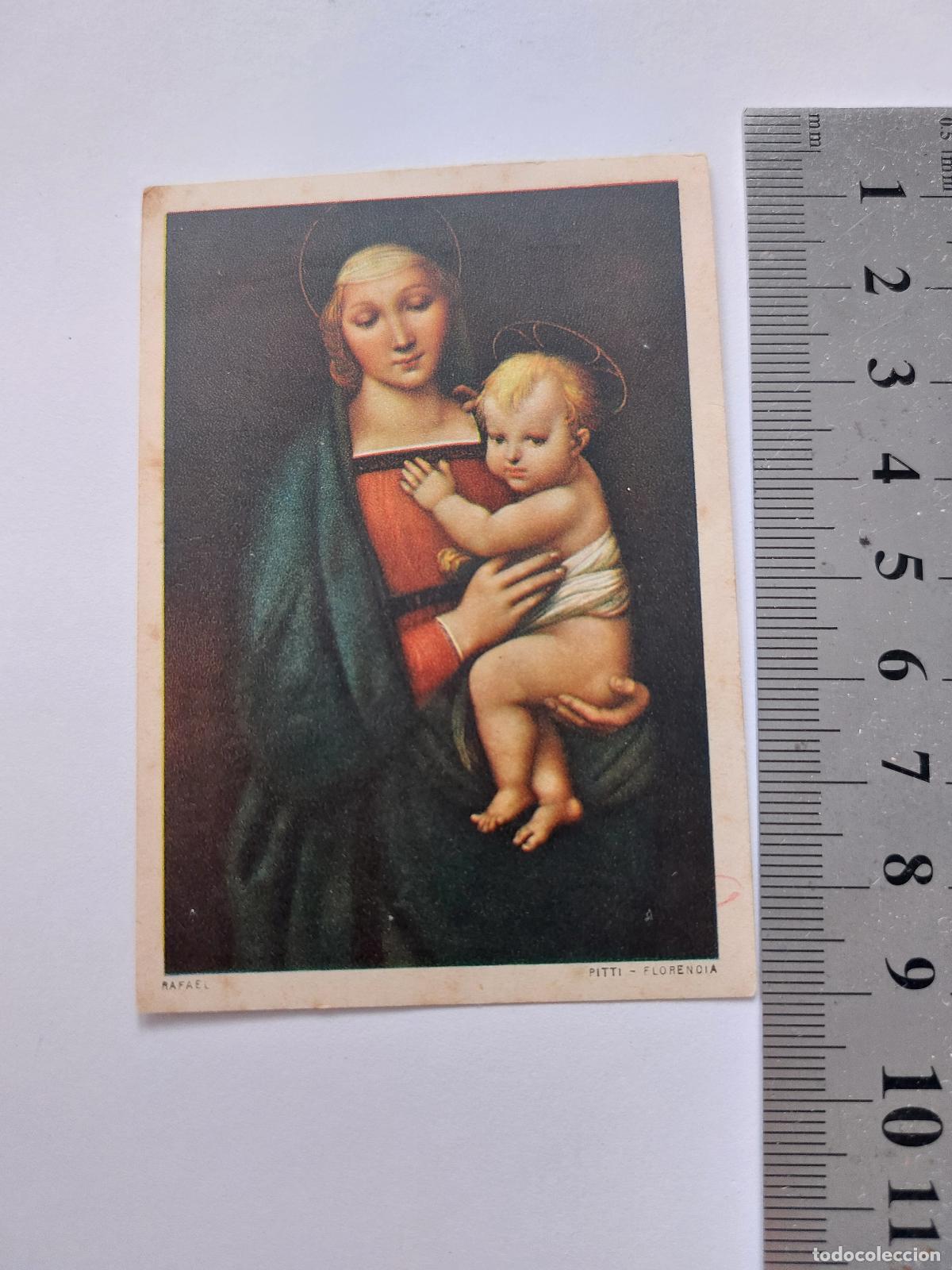 Postales: Estampa religiosa de la Virgen con el Ni&ntilde;o, arte de Rafael