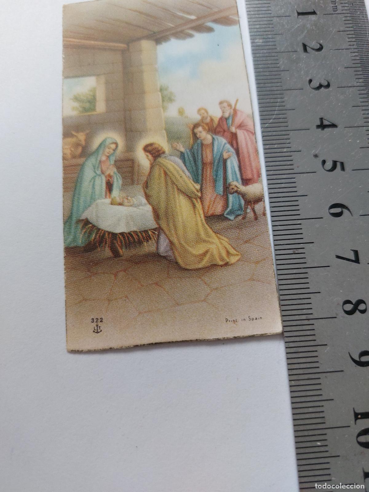 Postales: Estampa de recuerdo de Primera Comuni&oacute;n con escena del nacimiento