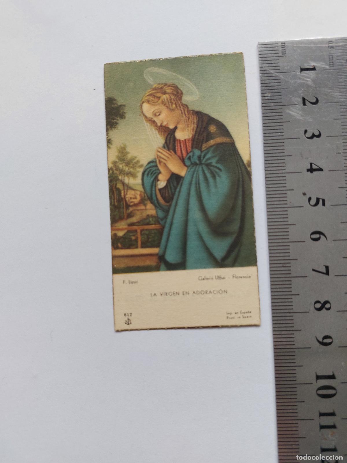 Postales: Estampa religiosa de La Virgen en Adoraci&oacute;n de 1953