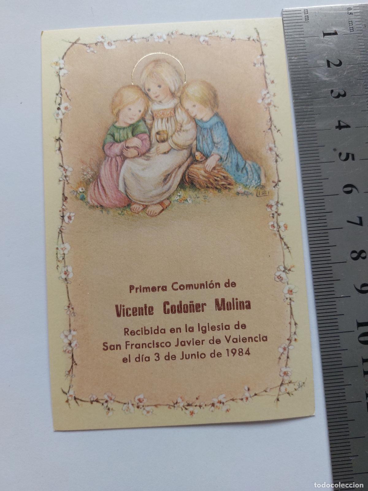 Postales: Estampa de recuerdo de Primera Comuni&oacute;n de Vicente Codo&ntilde;er Molina