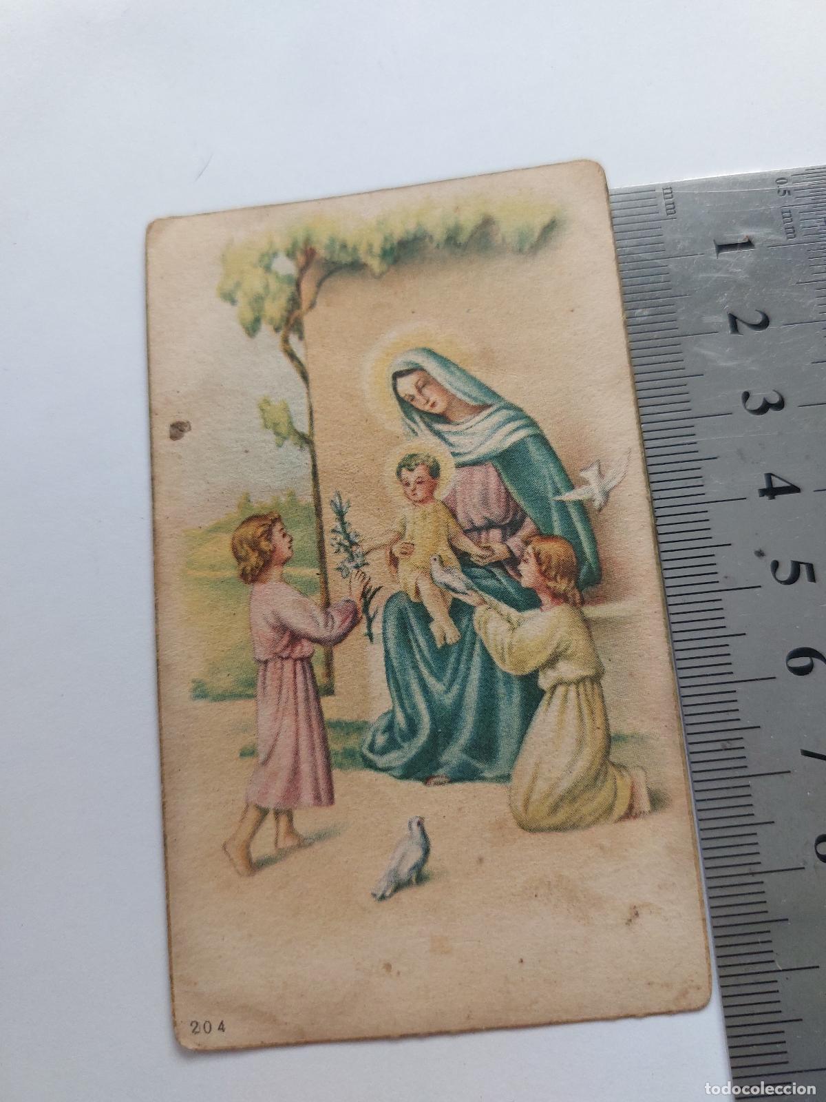 Postales: Estampa religiosa con la Virgen Mar&iacute;a y el Ni&ntilde;o Jes&uacute;s