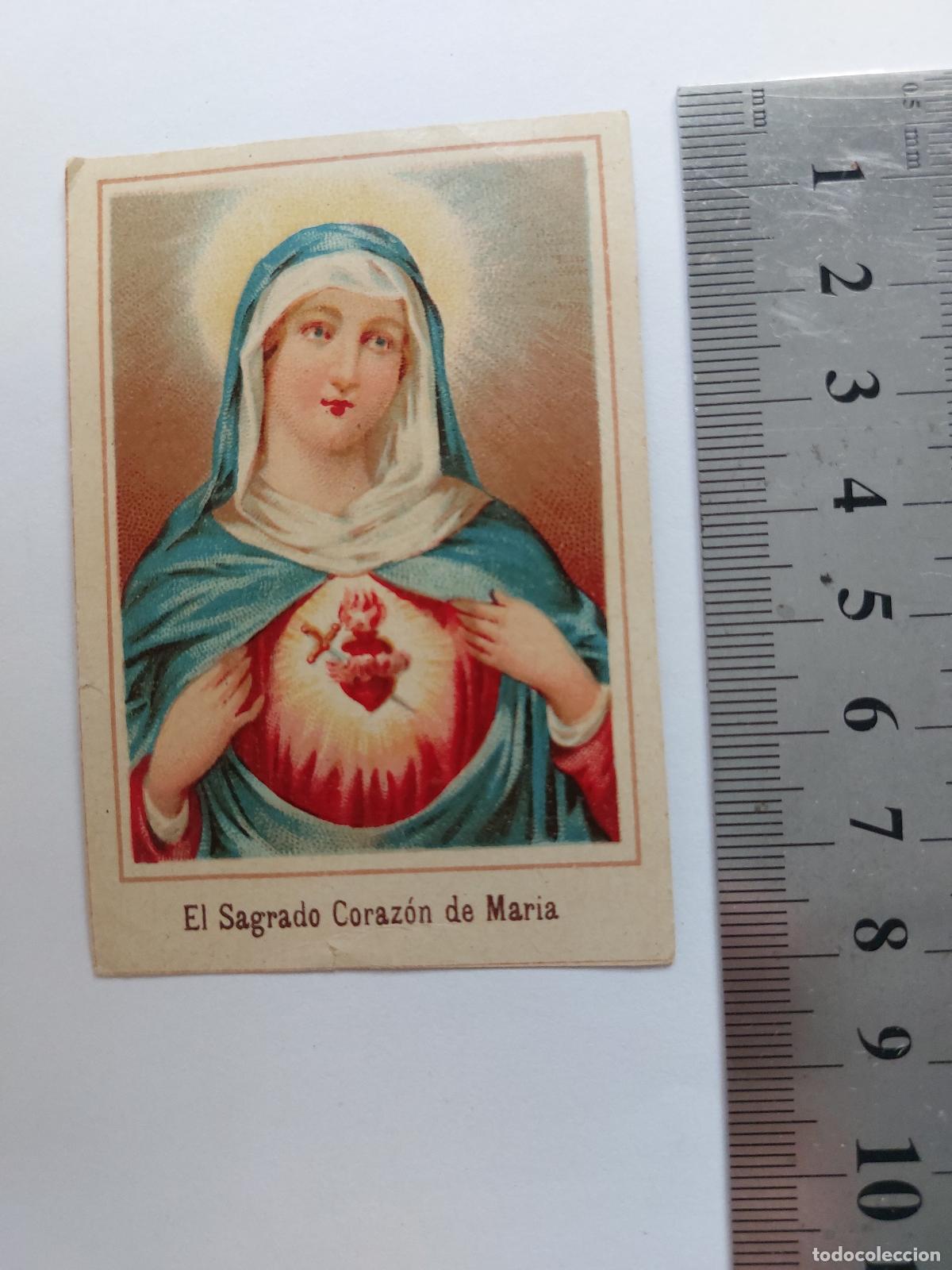 Postales: Estampa religiosa del Sagrado Coraz&oacute;n de Mar&iacute;a