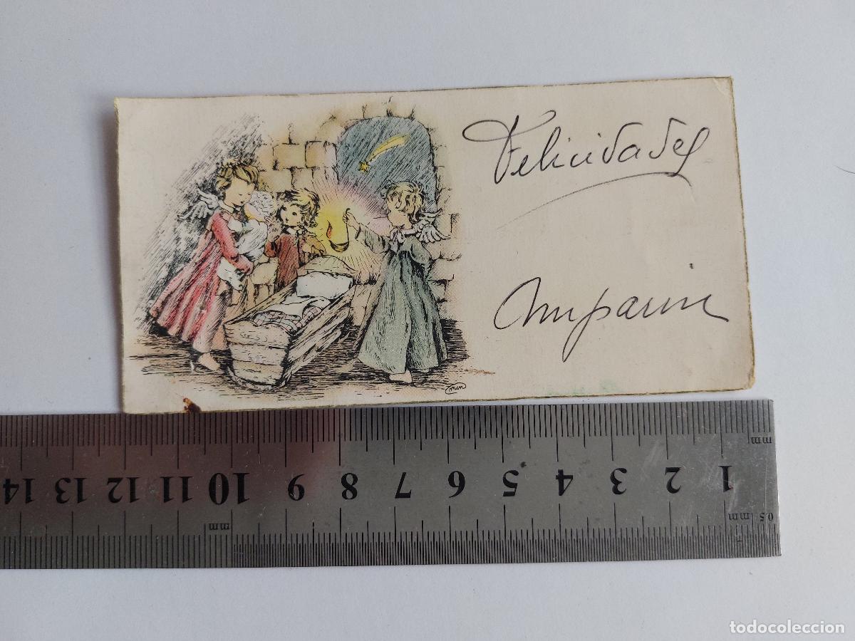 Postales: Estampa de Navidad con ilustraci&oacute;n de &aacute;ngeles