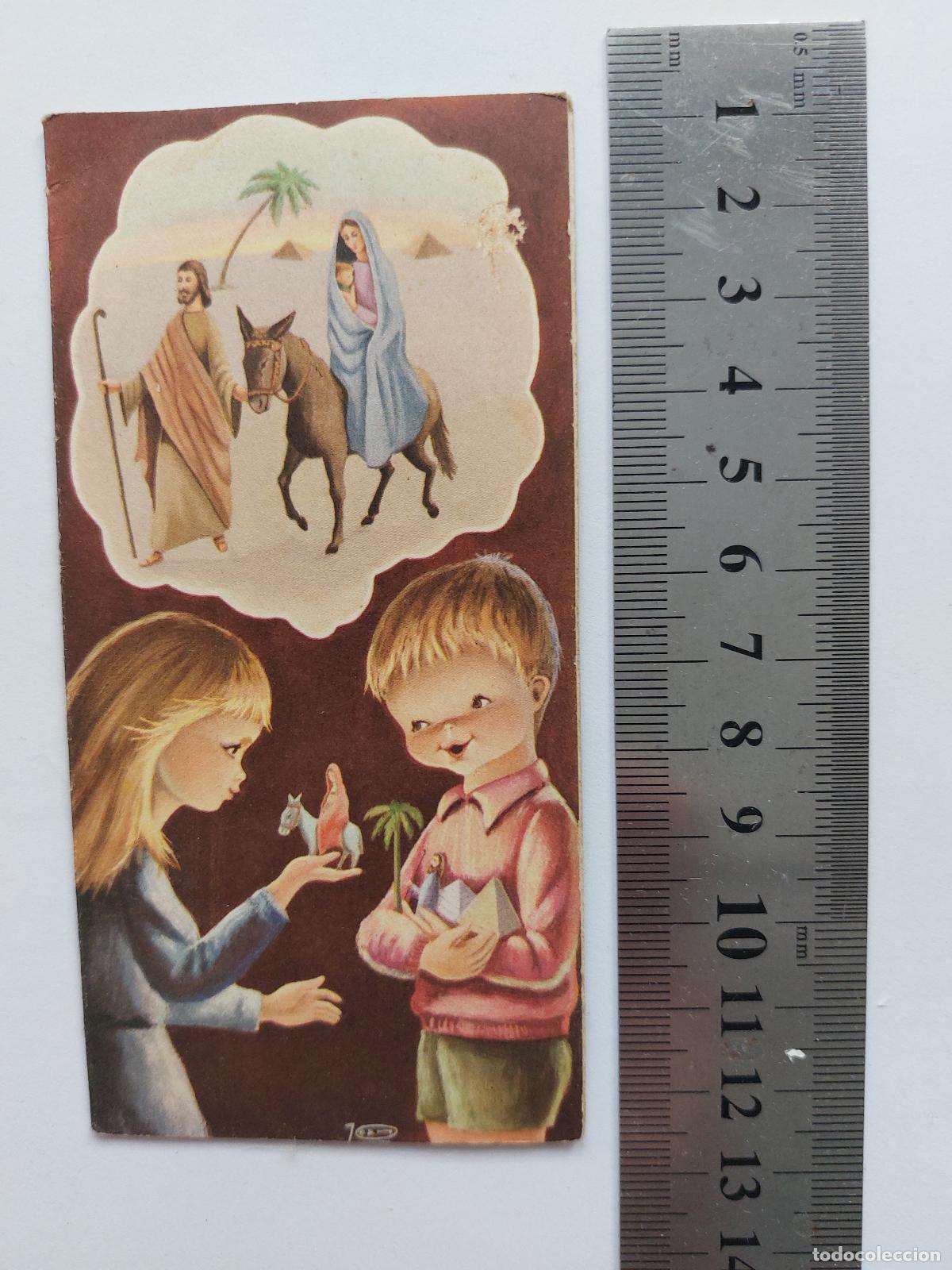 Postales: Estampa religiosa con ilustraci&oacute;n de la Huida a Egipto y ni&ntilde;os