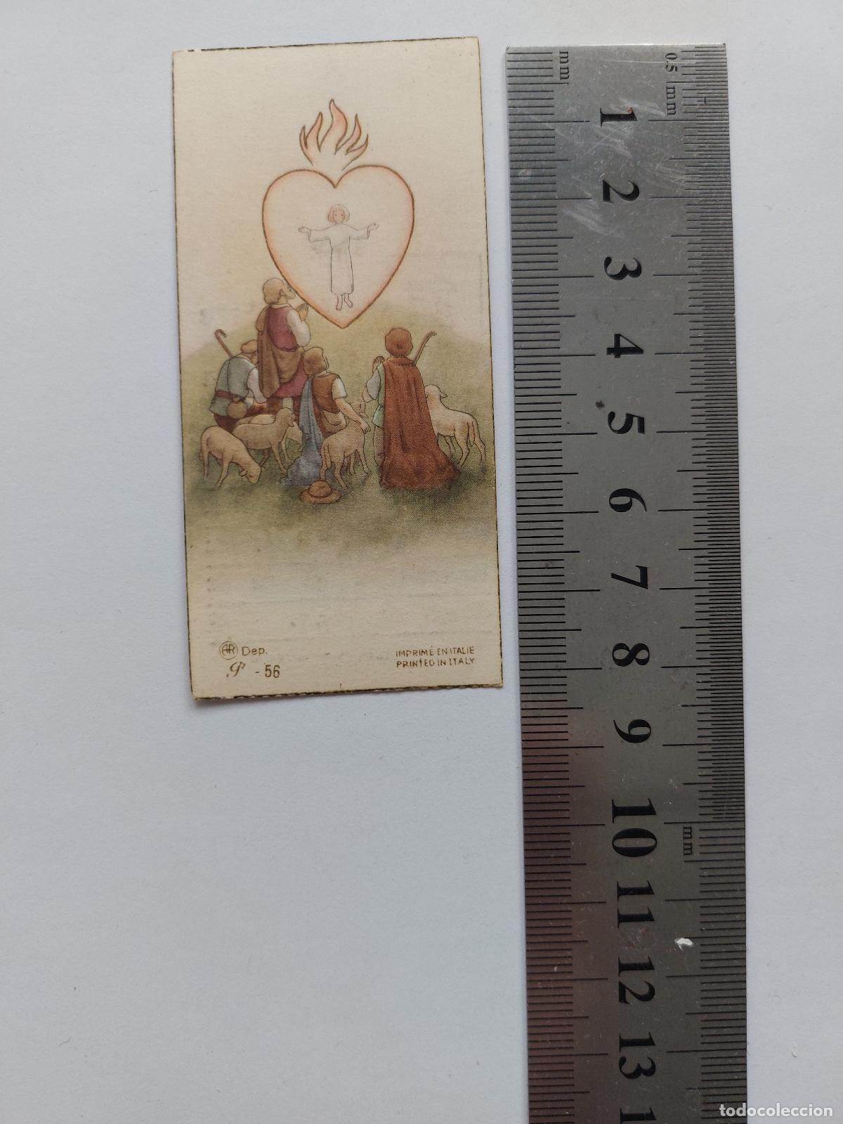 Postales: Estampa de recuerdo de Primera Comuni&oacute;n con imagen del Sagrado Coraz&oacute;n