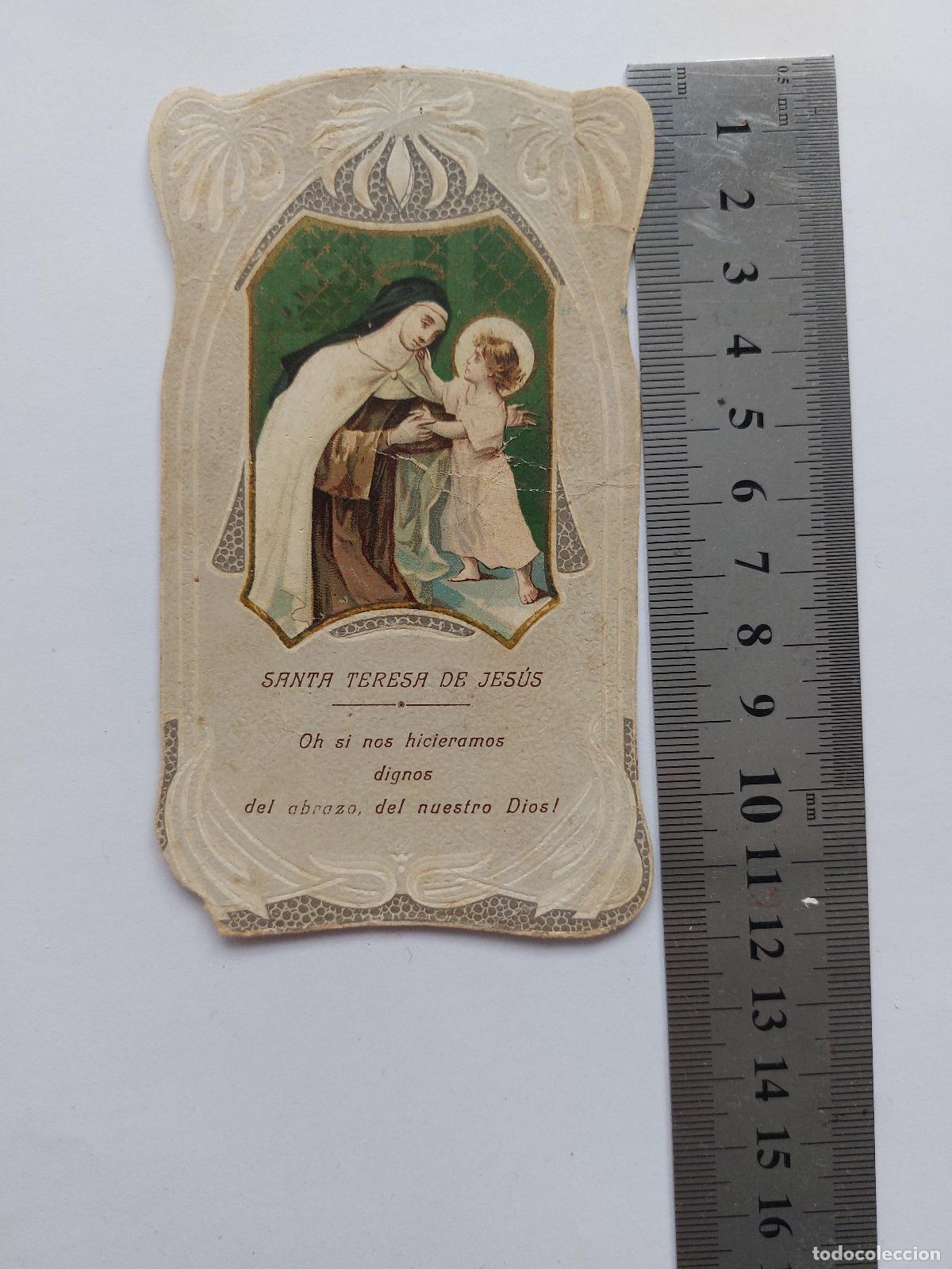 Postales: Estampa religiosa de Santa Teresa de Jes&uacute;s con ni&ntilde;o