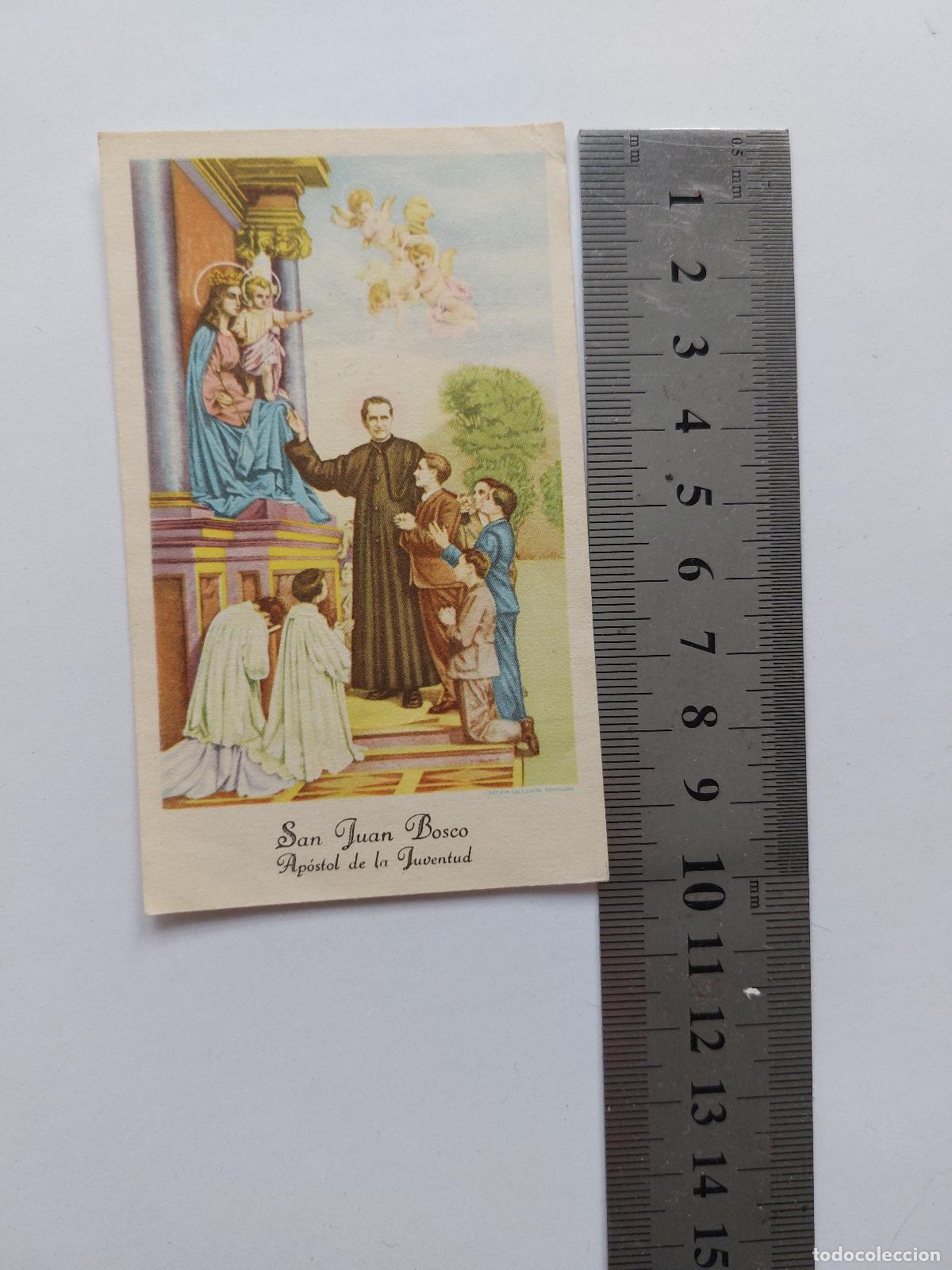 Postales: Estampa religiosa de San Juan Bosco con oraci&oacute;n al reverso