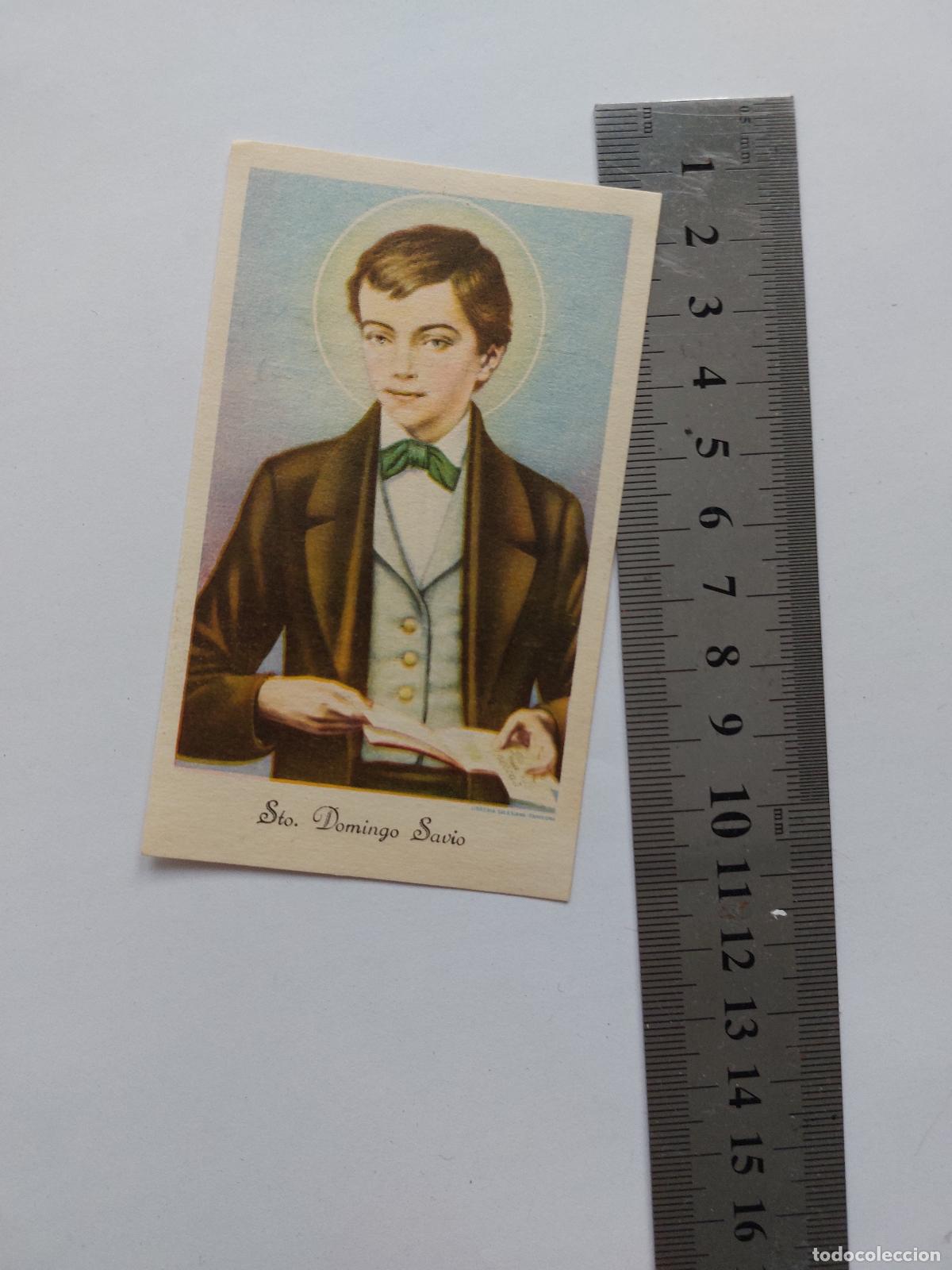 Postales: Estampa de Santo Domingo Savio con Frase de San Juan Bosco