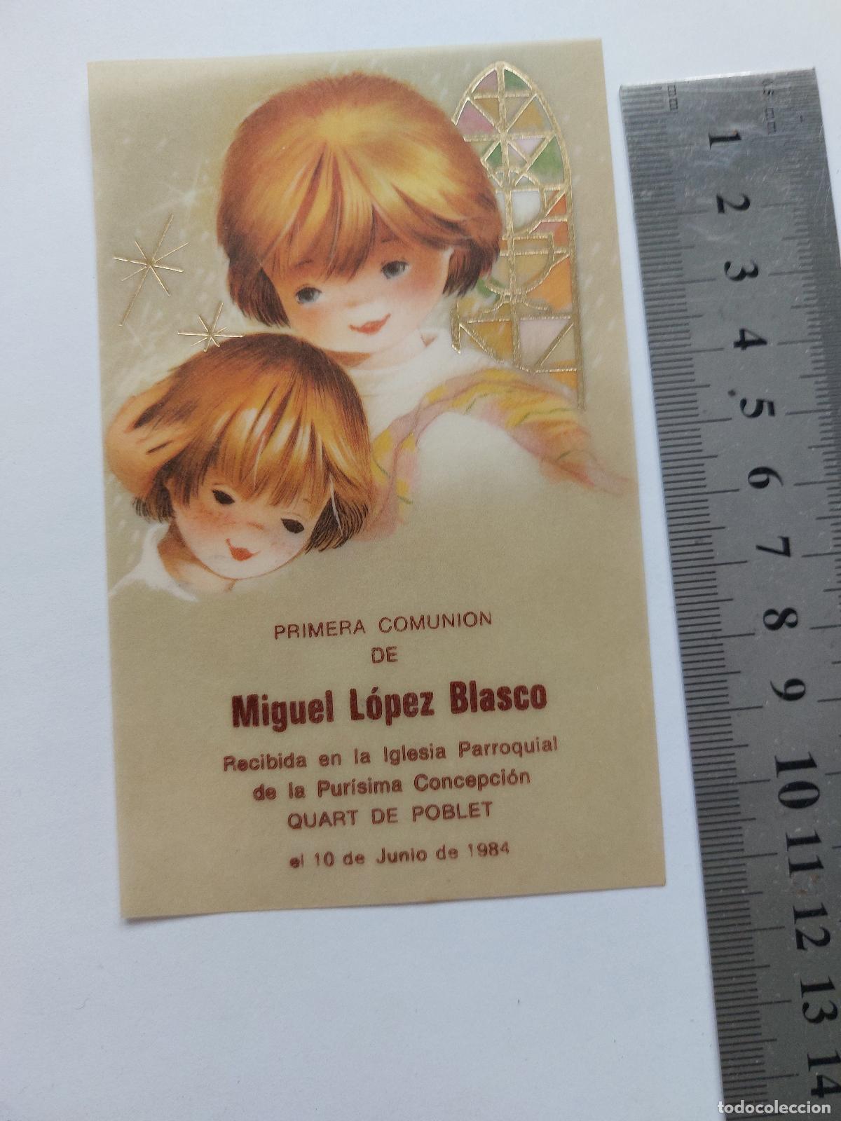Postales: Estampa de Primera Comuni&oacute;n de Miguel L&oacute;pez Blasco en Quart de Poblet